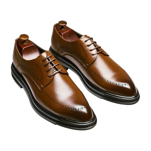 Santimon Men's Leather Oxford Dress Shoes, Slip-Resistant Sole, for Formal, Business or Casual Occasions