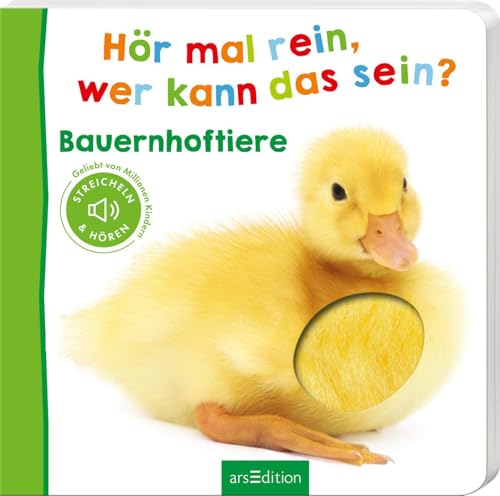 Hör mal rein, wer kann das sein? – Bauernhoftiere: Streicheln und hören | Hochwertiges Pappbilderbuch mit 5 Sounds und Fühlelementen für Kinder ab 6 Monaten