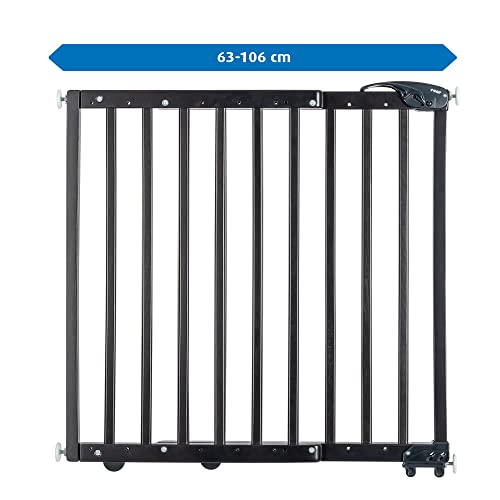 Türgitter und Treppenschutzgitter, Baukasten zum Selbstbauen, zum Klemmen oder Schrauben, ausziehbar 63-106 cm, schwarz