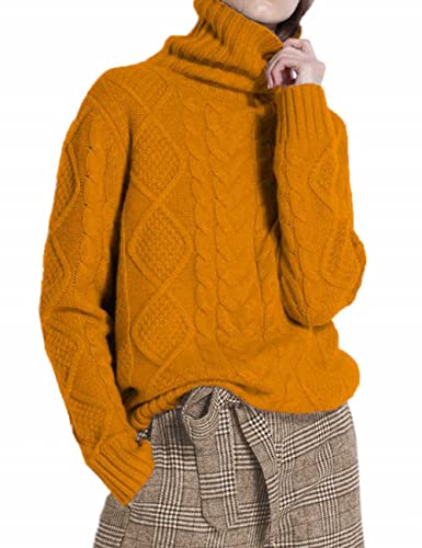 Image of Wool Sweaters Women's Turtleneck Pullover Female Loose Long Sleeve Tops Winter Thick Knitted Jumper
