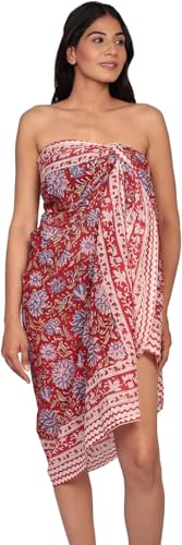 Hand Block Printed Cotton Sarong for Women – Beach Wrap, Scarf, Swimwear Cover-Up, Pareo | Lightweight Summer Gift for Her3