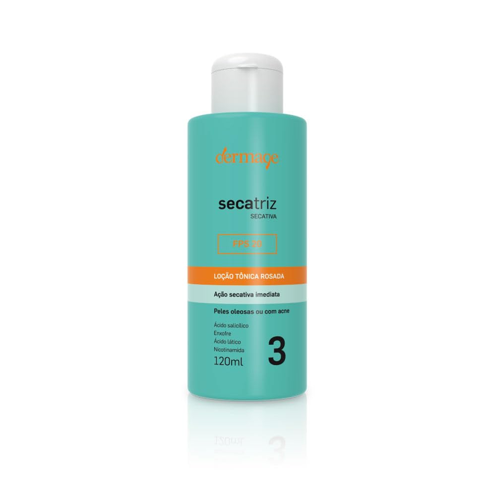 Secatriz Loção Tônica Rosada, Tônico Facial Adstringente, Com Fotoproteção FPS20, Ácido