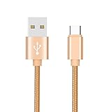 Non applicable Pack de 2 Cables Metal Nylon Type C pour WIKO Power U30 Smartphone Android Chargeur Connecteur (Or)