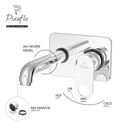 Image of Pixaflo Concealed Single Lever Basin Mixer With Exposed Parts Kit (Complete Set, Admix) - Brass, Silver, Chrome
