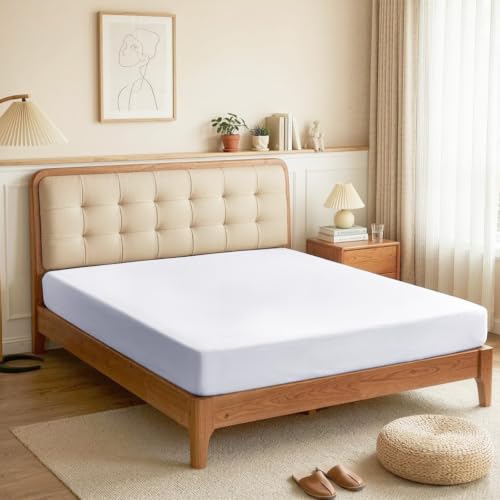 Image of Lirex Fitted Sheet, Twin XL Size 100% Egyptian Cotton 300 Thread Count Soft Breathable Fitted Sheet, 100x190cm, White