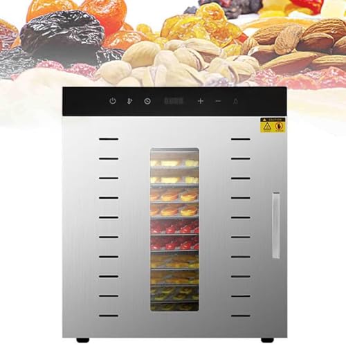Deshidratador de alimentos comercial de 1000 W, secador de frutas de acero inoxidable con 12 bandejas, tiempo de secado: 0-24 h, temperatura: 30-90 °C, liofilizador para frutas, verduras, carnes y m