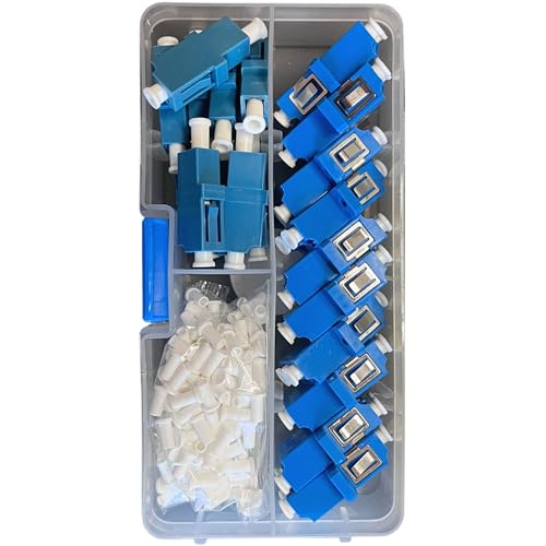 Image of Fibershack - LC Fiber Optic Connector Kit for Simplex & Duplex Optical Cables - Includes Fiber Couplers, LC-UPC Dust Caps, Hard-Shell Snap Lock Container to Keep Your Optical Toolkit Organized
