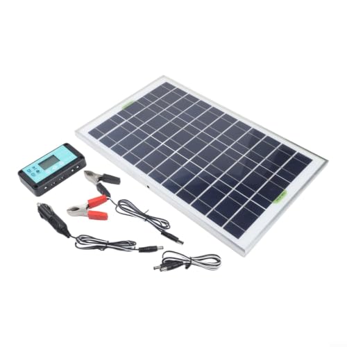 Kit de panel solar de 20 W y 6 V con controlador para caravana, barco, motocicleta, cargador portátil monocristalino, salida dual USB CC, 35 x 28 cm