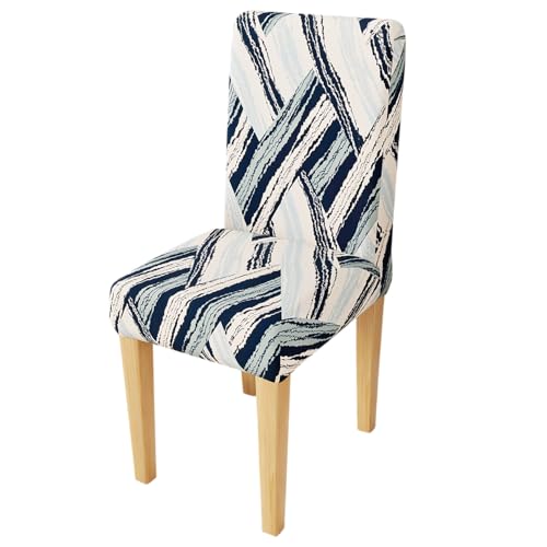 Image of Lukzer 1PC Blue Weave Stretchable Dining Chair Cover | Universal Fit Removable Washable Slipcover | 140 GSM Polyester + Spandex | Elastic Protective Cover for Home & Hotel Chairs Seat Slipcover