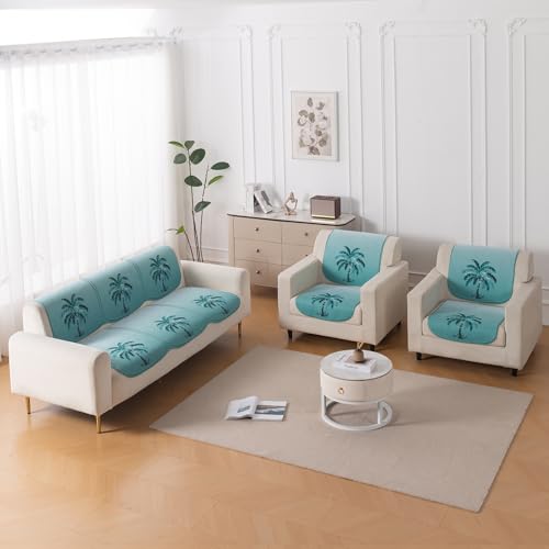 Image of HOKIPO HeavenHue Sofa Cover 5 Seater Panel Set 3+1+1, Island Breeze