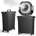 Ausic Outdoor Misting Fan for Outside, 5 Gal 12" Pro Portable Mister Fan with Water Box, 30000mAh Rechargeable Cooling Fan with Adapter, LED Light, Timer, Caster, for Patio/Sports/Camping Essentials
