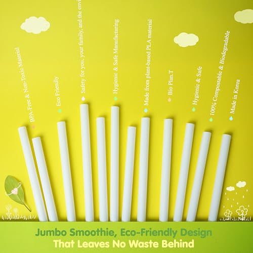 100 Pitillos Compostables Jumbo PLA de 20.96 cm Blanco miniatura 3