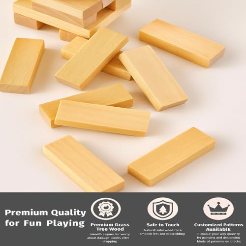 Image of Smart Wooden Tumbling Tower Game 39 Pcs | Classic Block Stacking Game for Kids & Adults | Educational Indoor Party & Family Fun Game | Handcrafted Wooden Toy (Classic)