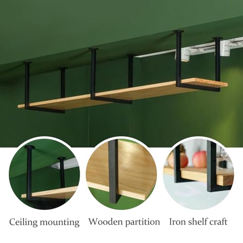 Étagère de plafond pour bar et restaurant avec support de stockage de vin en bois - 4