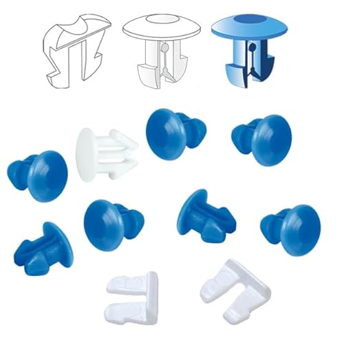 Tûche Kit 8 Bottoni targa e 2 fermi centrali, 7 bottoni blu e 1 bianco, fissaggio targa al portatarga per Auto moto camion tir