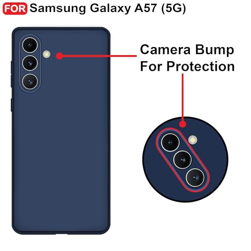 Image of CEDO Back Cover for Samsung Galaxy A57 (5G) | Camera Bump Protection & Inner Velvet Fabric Lining | Ultra Slim Matte Soft Rubberised Case Cover (Blue)