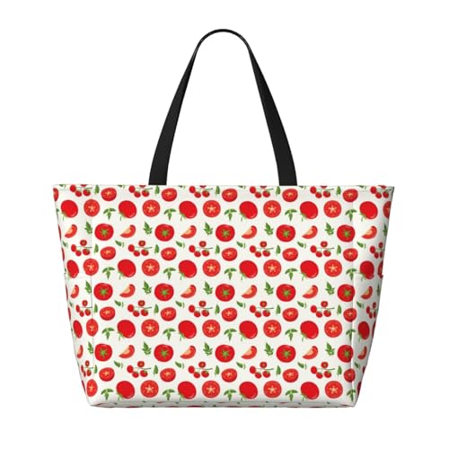 Fresh Red Tomato Print Beach Pool Bags Tote For Women Ladies Large Gym Tote Carry On Bag For Weekender Travel Waterproof2