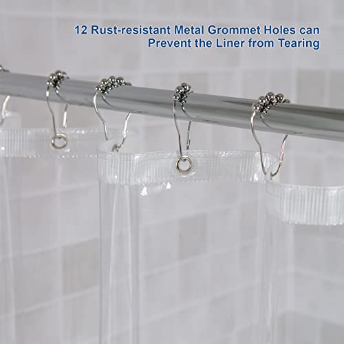 Amazerbath Heavy Duty Shower Curtain Liner 12 Gauge, 72 X 72 Inches Clear Shower Curtain Liner With 3 Clear Stones And 12 Grommet Holes, Weighted Plastic Shower Curtain Liner #TOP2
