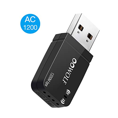OOWOLF Mini WiFi Adapter 1200Mbps Dual Band 2.4GHz/300Mbps 5.8GHz/867Mbps USB 3.0 Wireless WiFi