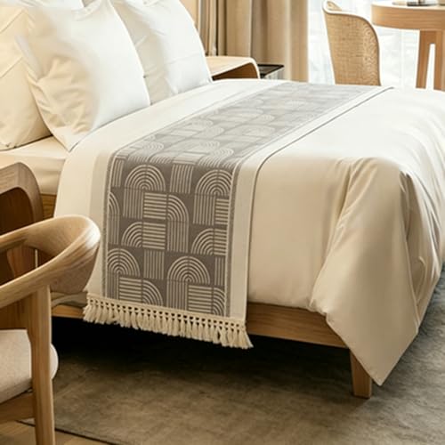 Bande d'extrémité de lit élastique en polyester jacquard imitation lin - 5