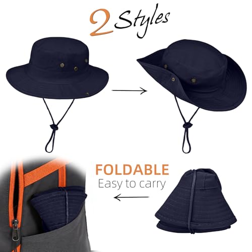Image of Sun Hats for Men Women Boonie Hat Foldable Fishing Hat UPF 50+ Bucket Hat for Fishing Hiking Garden Safari Beach