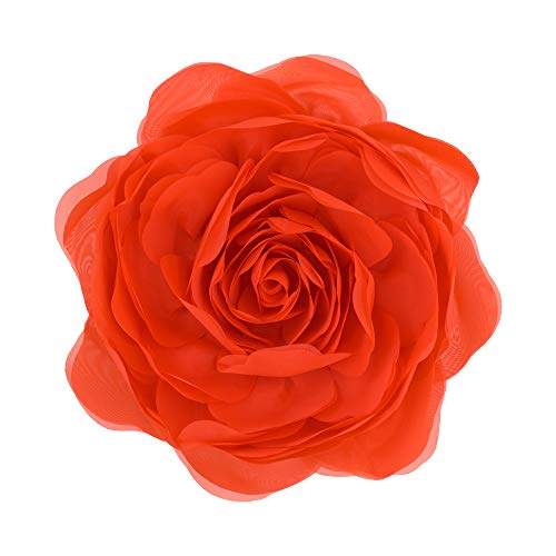 Image of JWH Stereo Flower Throw Pillow Covers Aesthetic Decorative Floral Accent Pillow Cases Round Cushion Handmade Pillowcase for Bedroom Bed Couch Living Room 12 Inch Orange