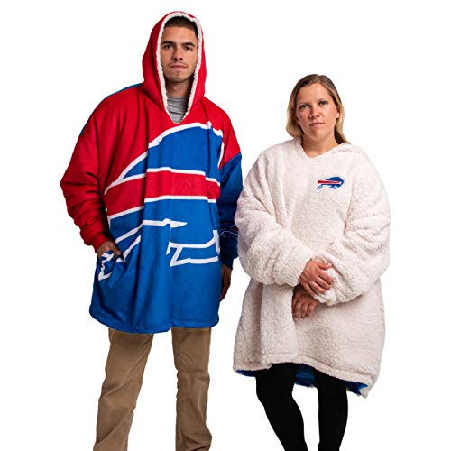 FOCO NFL Buffalo Bills Unisex Reversible Oversized Sherpa Hoodie Sweatshirt Colorblock HoodeezReversible Oversized Sherpa Hoodie Sweatshirt Colorblock Hoodeez, Colorblock, One Size (HDONFSMURBUSQVC)