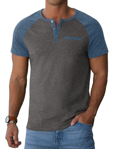 Image of Sailwind Men's Cotton Henley Short Sleeve Casual T-Shirts with Pocket