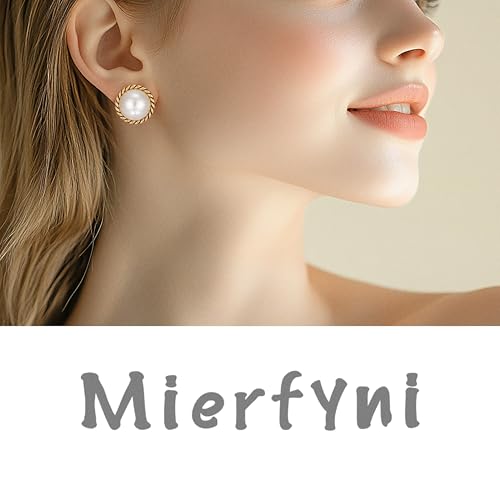 Big Pearl Earrings for Women - Dainty Elegant Gold Statement White Pearl Stud Earrings2