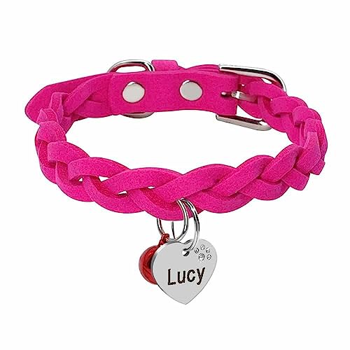 Geflochtenes Hundehalsband aus Filz in Wildlederoptik personalisiert Schwarz/XS 15-24cm