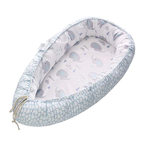 Miracle Baby Cuna Bebé,Nido Bebé  Portátil, Cuna Nidos Ajustable, Cama Nido de Bebé Recién Nacido,Multifuncional Cuna Cama de Viaje para Bebe Dormir（88x53x15cm） (Elefante)