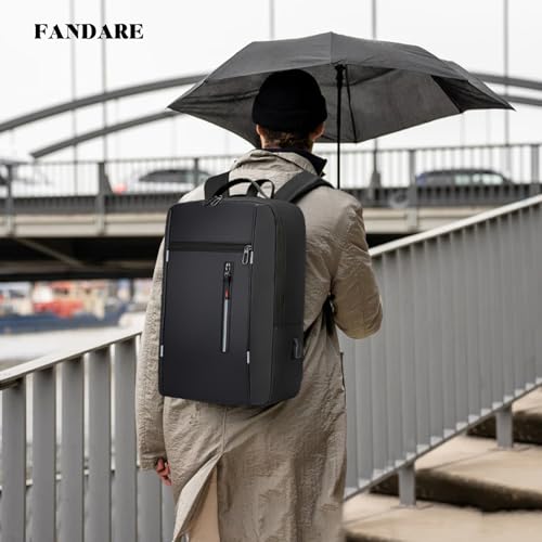New Men Business Backpack Women Laptop Backpack Travel Airline Approved Carry On Bags for Airplanes Gym Bag with USB Daypacks College Travel Essentials Durable Polyester Black A2