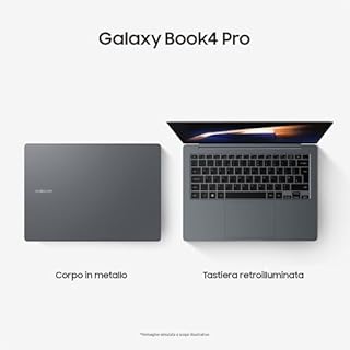 Samsung Galaxy Book4 Pro, Intel® Core™ Ultra 7 Processor, 16GB RAM, 512GB, Laptop 14" Dynamic AMOLED 2X touch, Windows 11 Home, Moonstone Gray [Versione Italiana]
