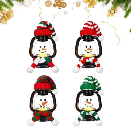 Farol de Navidad, decoración del hogar 2025 con sombrero y bufanda, lámpara decorativa pequeña para decoración de fiestas, para interiores y exteriores, vacaciones, cumpleaños, cocina, sala de estar