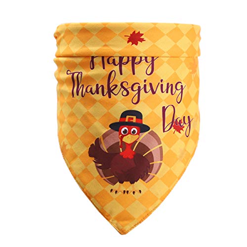 EOOTO Festival Dog Bandanas for Thanksgiving Plaid Printing Cotton Dog Scarves Adjustable Accessories for Small to Large Dog Puppy Cat