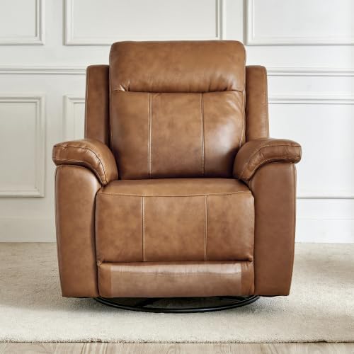 Image of Home Centre Nevil| Electric Recliner | Swivel Recliner|Half Leather|1 Seater Recliner|Tan1 Year Warranty
