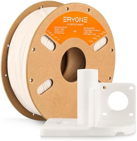 ERYONE Polypropylene Filament 1.75mm +/-0.03mm for 3D Printer, 3D Printing Filament PP 900g/Spool, White