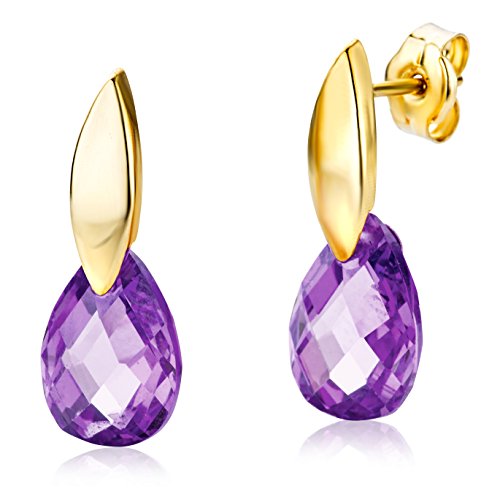 Preisvergleich Produktbild Miore Damen-Ohrhänger 9 Karat 375 Gelbgold Zirkonia Amethyst Tropfen