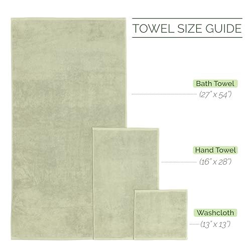 Image of Elegant Comfort Luxury 6-Piece Towel Set, Premium Soft 100% Turkish Cotton, Three Line Popcorn Design 2 Bath Towels, 2 Hand Towels and 2 Washcloths Towel Set - Quick-Drying and Absorbent, Jade Green