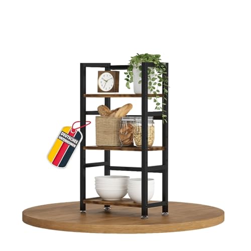 Mein-Regal Küchenregal Vintage M kompaktes Gewürzregal für Arbeitsplatte, stabiles Standregal aus Holz & Metall, dekoratives Aufbewahrungsregal für Küche, Bad, Büro oder Schreibtisch, Retro Design