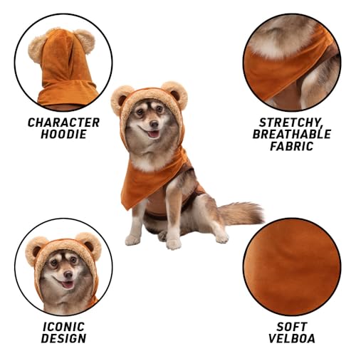 STAR WARS Ewok Offizielles Haustier-Kapuzenpullover-Kostüm – Hoodie mit Schal und Kapuze zum Überziehen mit Ohren (Größe M)