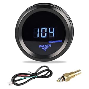 WATERWICH Water Temperature Gauge Water Temp Thermometer Meter Kit 104-302℉ DC12V 2inch 52mm with Sensor for Car Marine Truck Vehicle Automotive