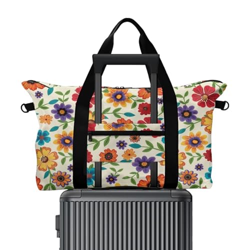 BIGCARJOB Flower Blossoms Foldable Duffle Bag for Travel Camping Overnight Bags Carry On Personal Item Travel Bag Outdoor Gym Duffel Bags with Adjustable Strap2