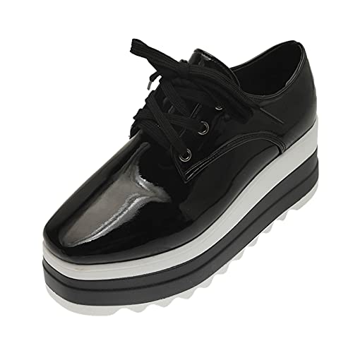 Genérico Zapatillas Senderismo Mujer Zapatillas Deporte Zapatos de Fashion Color Strap Plataforma de Cuero Femenino Zapatos Femeninos Femeninos Zapatos de Zapatillas Deporte Mujer Zapatos (Black, 40)
