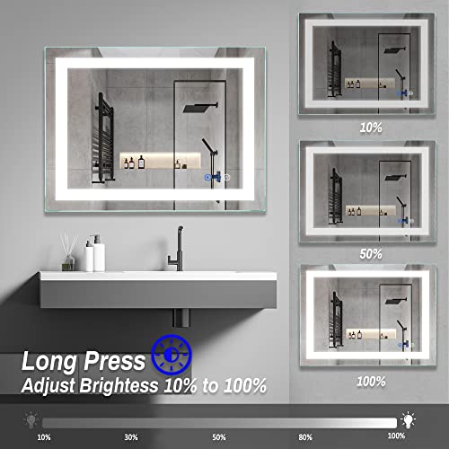 Miroir de salle de bain LED haut de gamme à intensité variable réglable