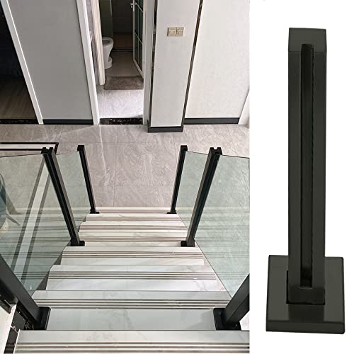 Poteau de garde-corps en verre noir en acier inoxydable pour terrasse et escalier