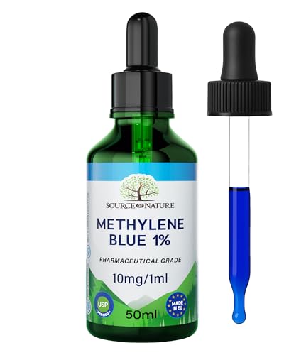 Azul de metileno 1 % solución | Frasco cuentagotas 50 ml | Grado farmacéutico USP | Alta pureza verificada | Sin alcohol ni formaldehído | Botella de vidrio ámbar | Source of Nature®