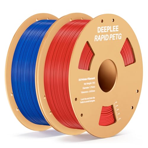 Image of Rapid PETG Filament 1.75mm, High Speed PETG 3D Printer Filament Up to 600 mm /s, Dimensional Accuracy + /- 0.02 mm, Fits for Most FDM 3D Printers, 2kg Red & Blue