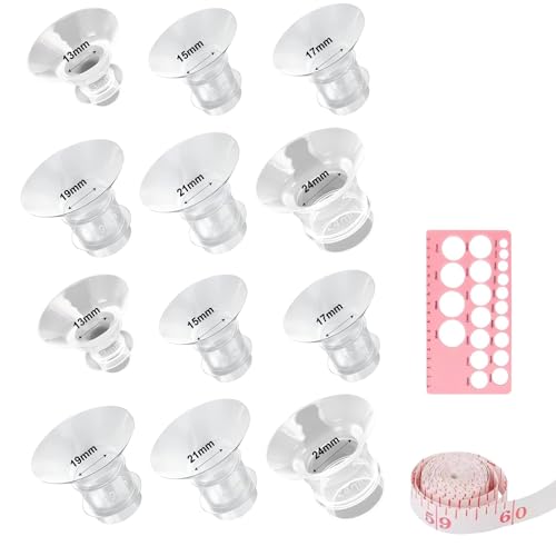 Image of 6Pcs Spectra Breast Pump Flange Inserts, Breast Pump Flange Sizing Kit with Nipple Ruler, Compatible with Most Breast Pumps for Comfortable Pumping (Transparent （12PCS）)