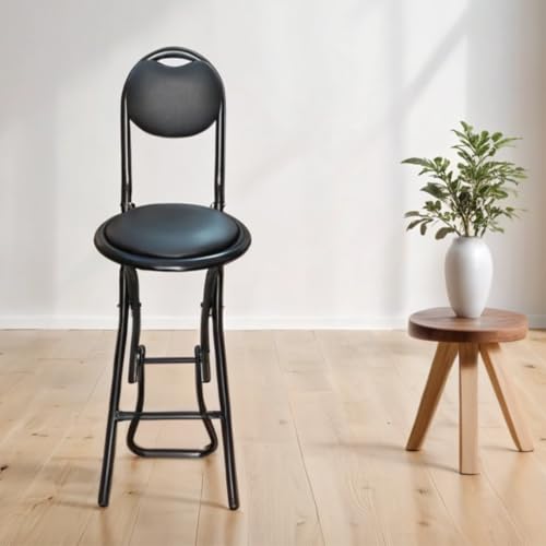 Image of Streetup India 24 Inch Seat Height Folding Stool Chair for Kitchen /Restaurant /Shop Counter| Higher Height Chair Black